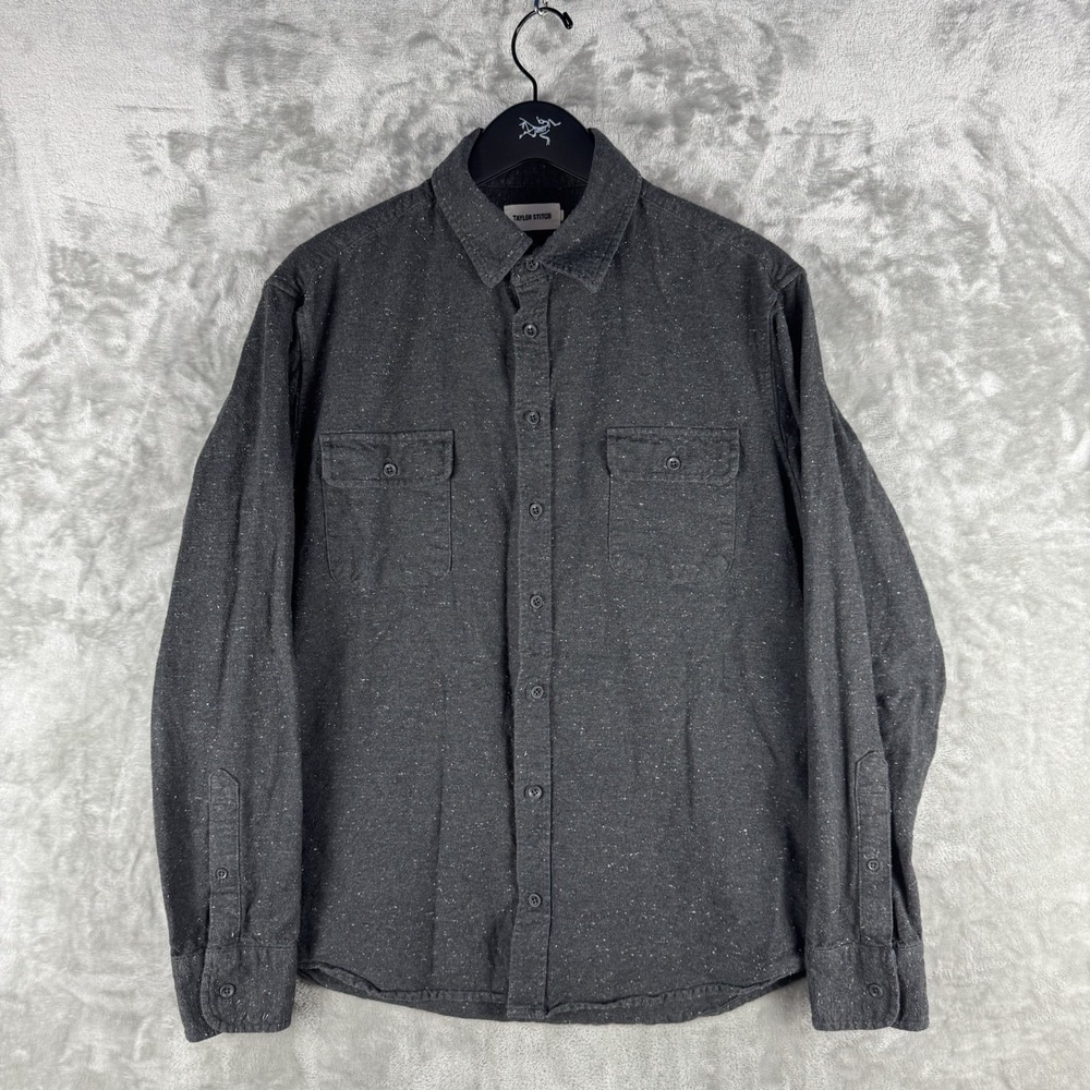 Taylor Stitch Button Down Shirt Yosemite Flannel Charcoal Donegal Mens 42